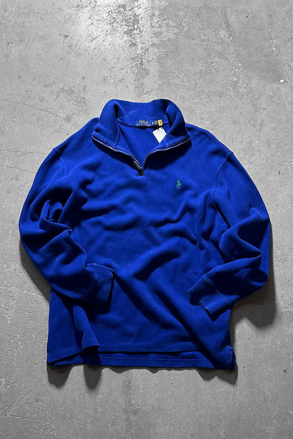 HALF ZIP COTTON KNIT SWEATER / BLUE [SIZE: XL USED]