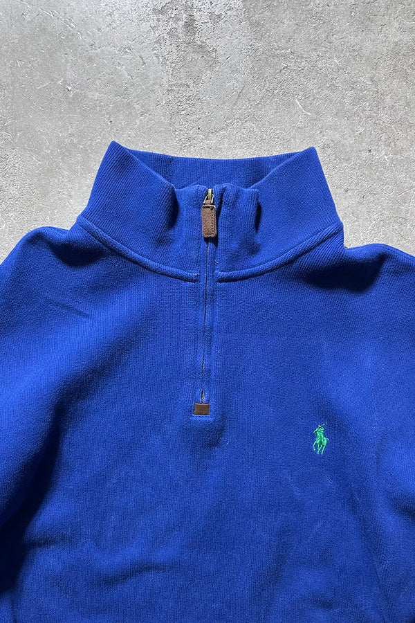 HALF ZIP COTTON KNIT SWEATER / BLUE [SIZE: XL USED]