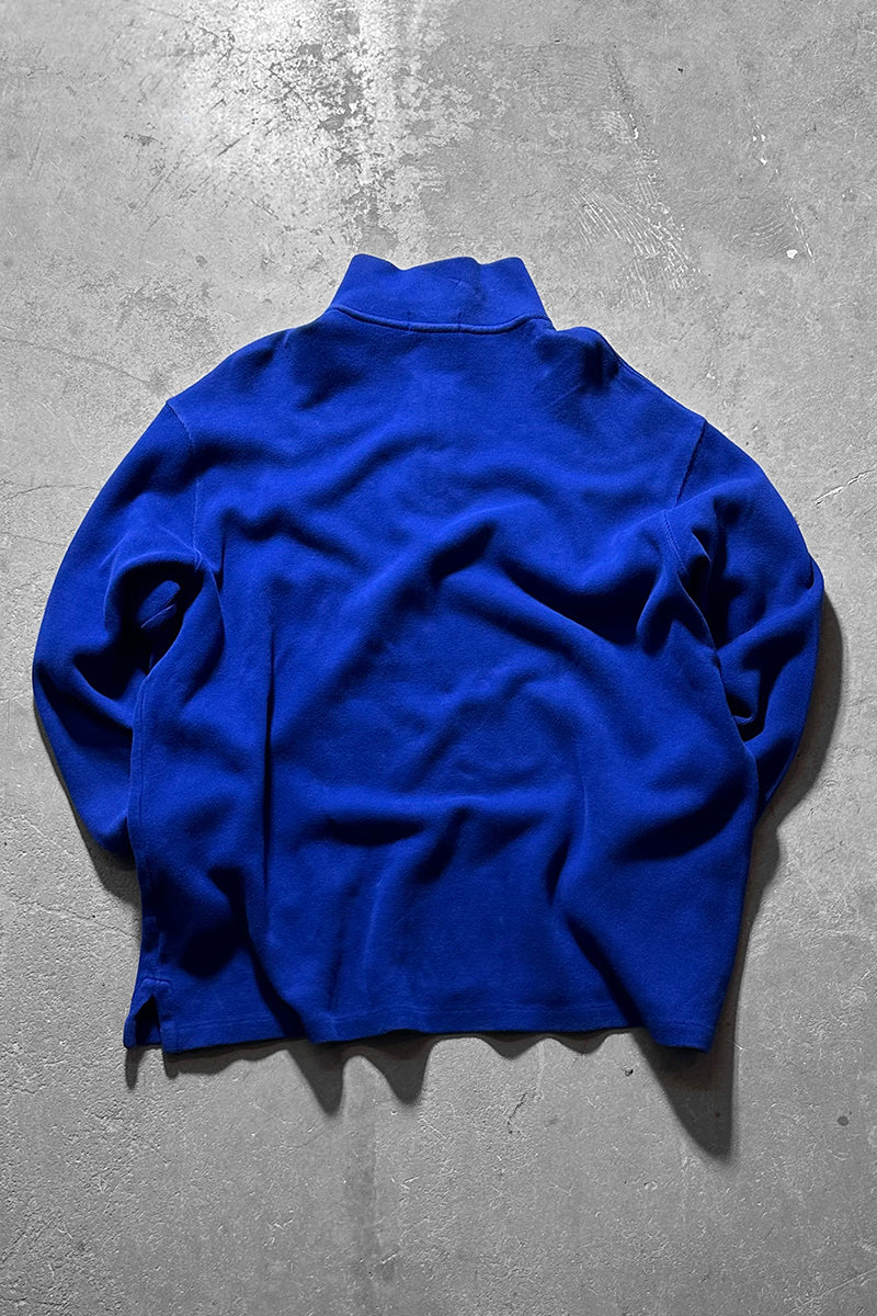 HALF ZIP COTTON KNIT SWEATER / BLUE [SIZE: XL USED]