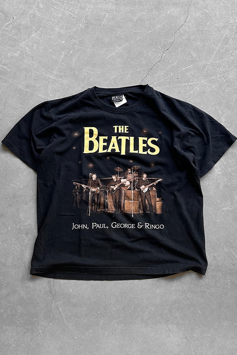 90'S BEATLES BAND T-SHIRT / BLACK [SIZE: L USED]