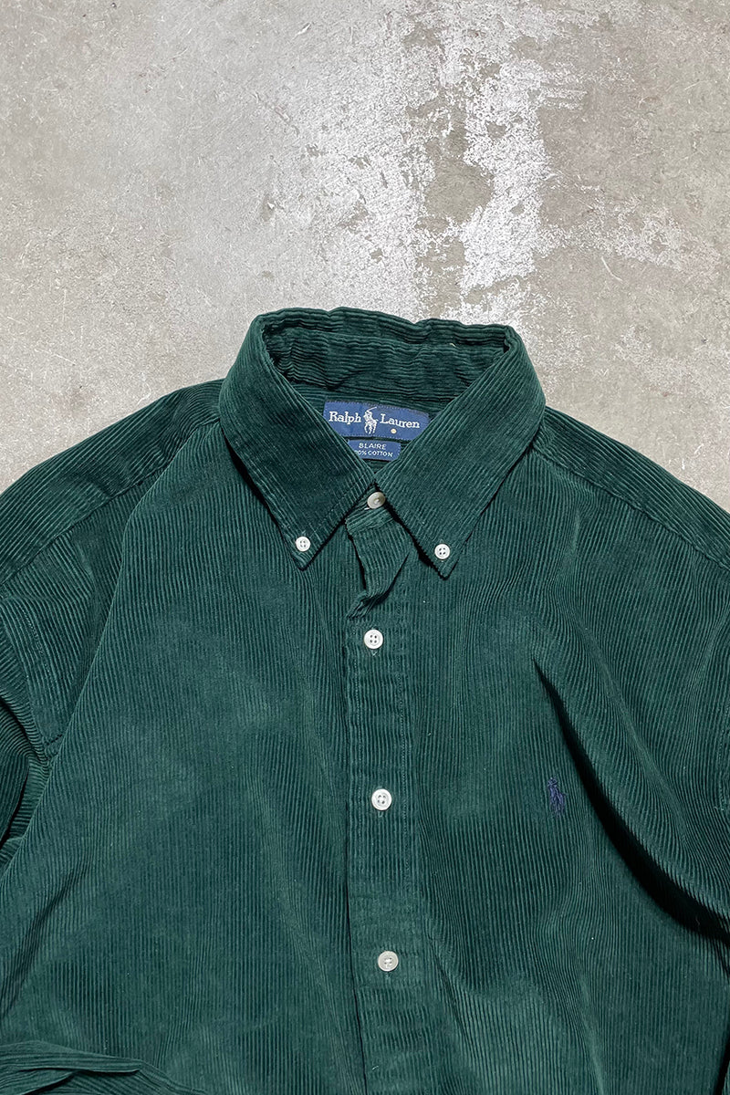 90'S BRAKE CORDUROY SHIRT / GREEN [SIZE: L USED]
