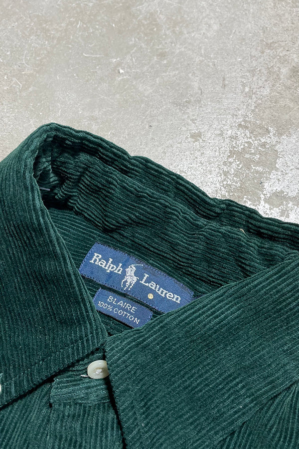 90'S BRAKE CORDUROY SHIRT / GREEN [SIZE: L USED]