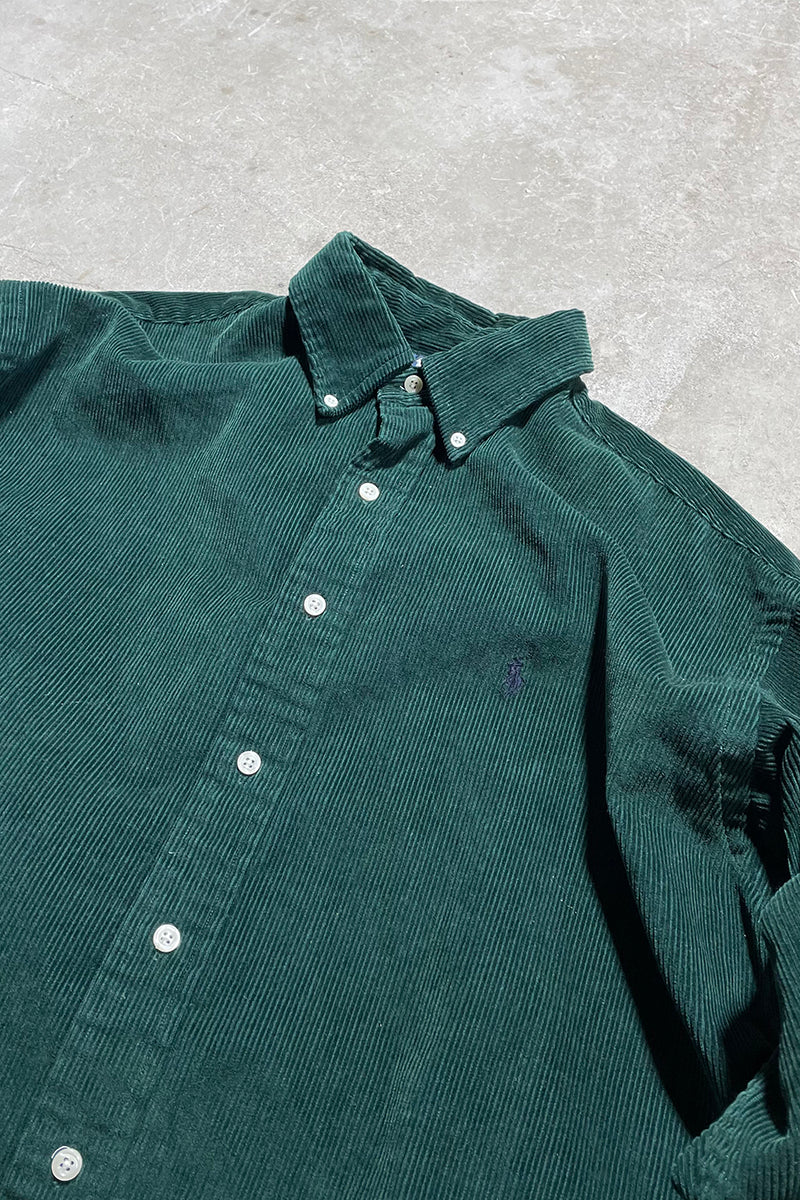 90'S BRAKE CORDUROY SHIRT / GREEN [SIZE: L USED]
