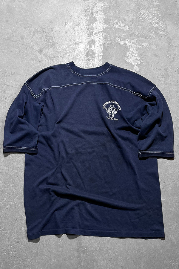 MADE IN USA 80'S CATTLE COMPANY T-SHIRT / NAVY [SIZE:XL USED]