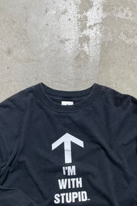 90'S L/S I'M WITH STUPID MESSAGE T-SHIRT / BLACK [SIZE: M USED]