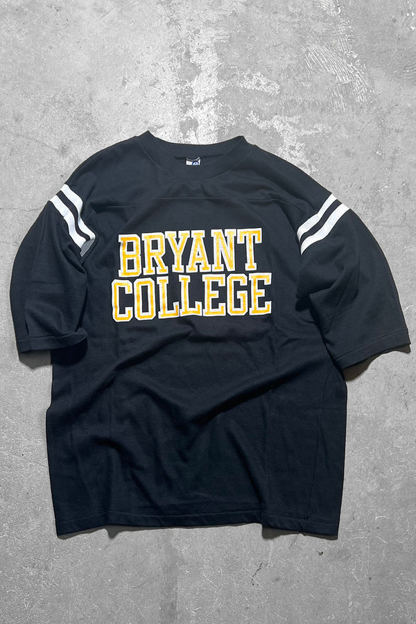 MADE IN USA 80'S BRYANT COLLEGE RUGBY SHIRT / BLACK [SIZE: L USED]