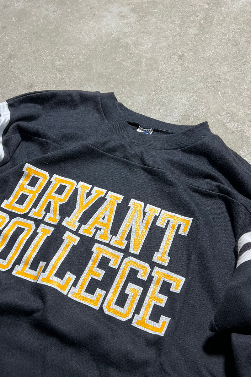 MADE IN USA 80'S BRYANT COLLEGE RUGBY SHIRT / BLACK [SIZE: L USED]