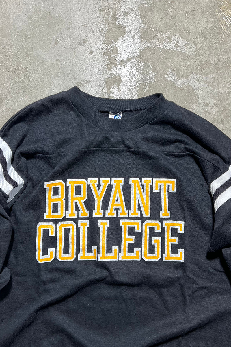 MADE IN USA 80'S BRYANT COLLEGE RUGBY SHIRT / BLACK [SIZE: L USED]