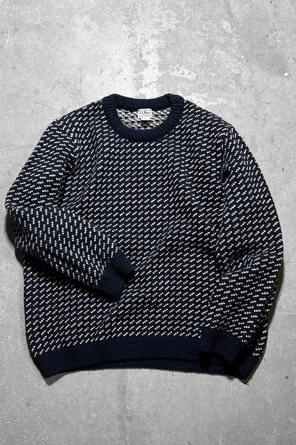 MADE IN NORWAY BIRDS EYE WOOL SWEATER / NAVY [SIZE: XL USED]