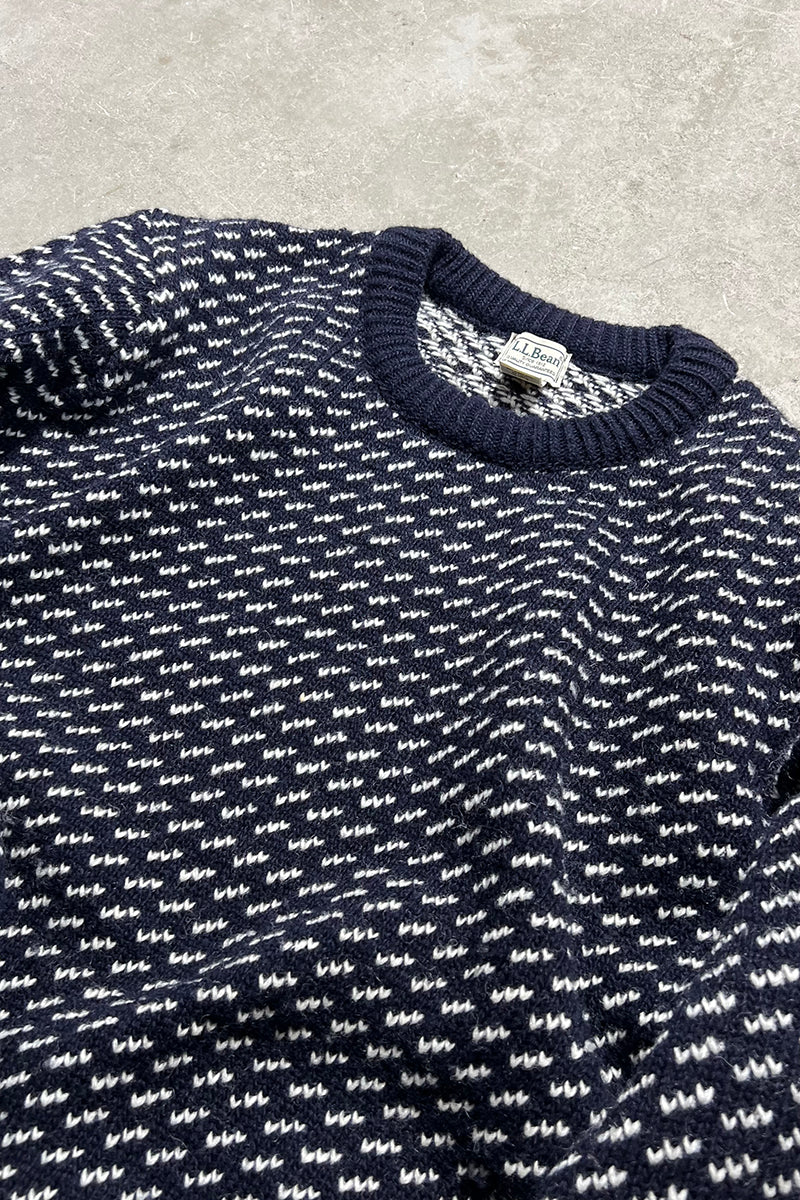 MADE IN NORWAY BIRDS EYE WOOL SWEATER / NAVY [SIZE: XL USED]