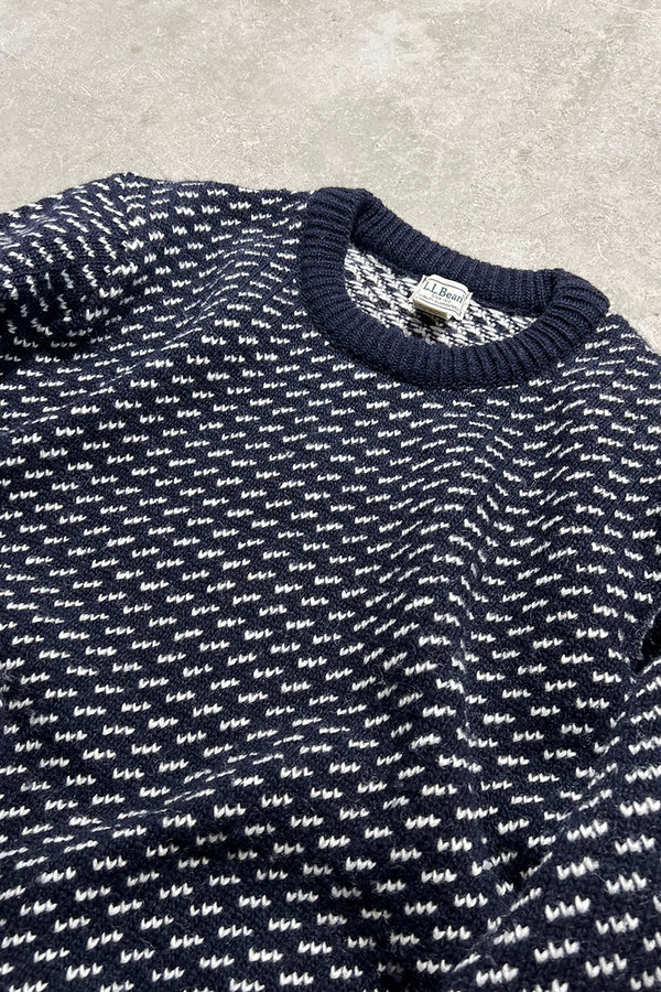 MADE IN NORWAY BIRDS EYE WOOL SWEATER / NAVY [SIZE: XL USED]