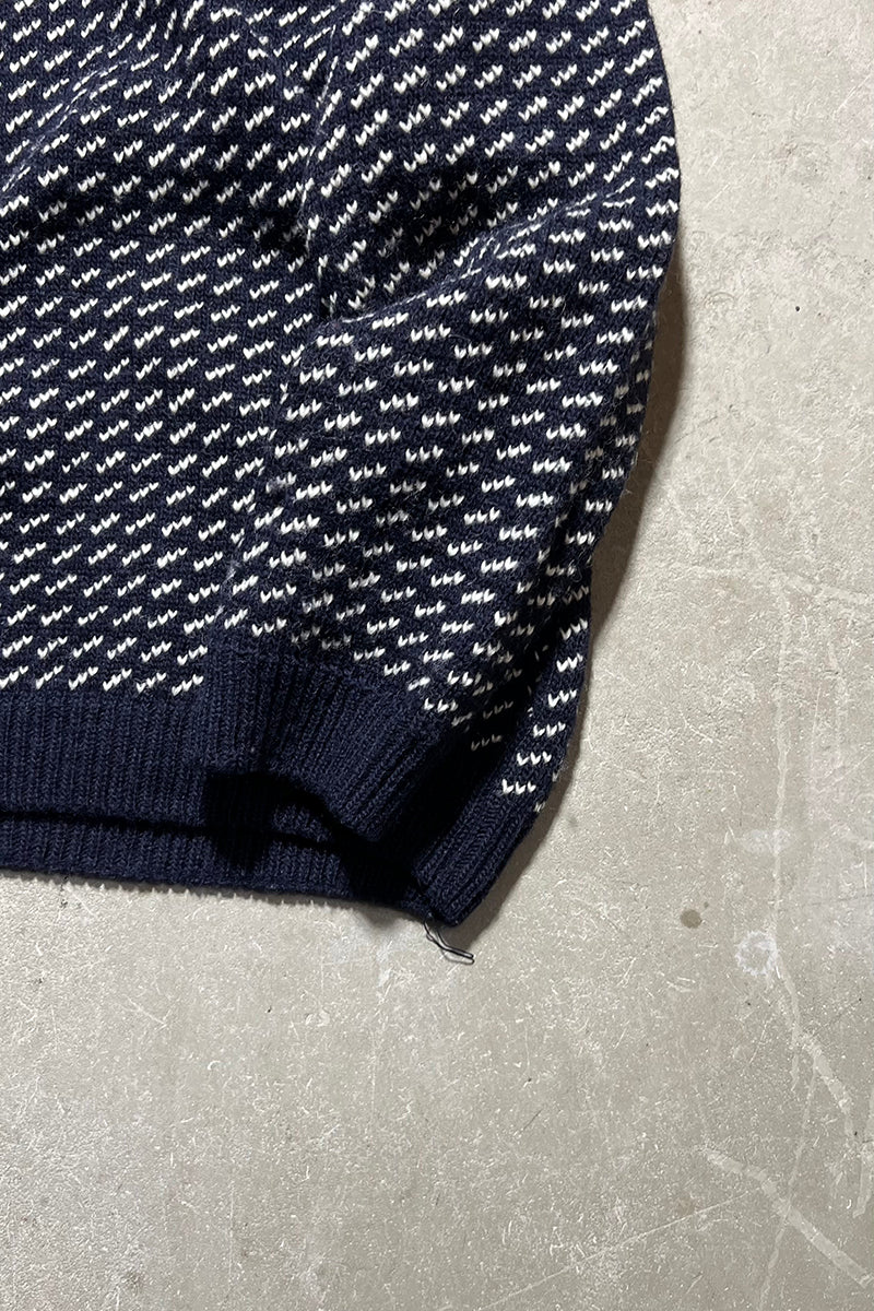 MADE IN NORWAY BIRDS EYE WOOL SWEATER / NAVY [SIZE: XL USED]