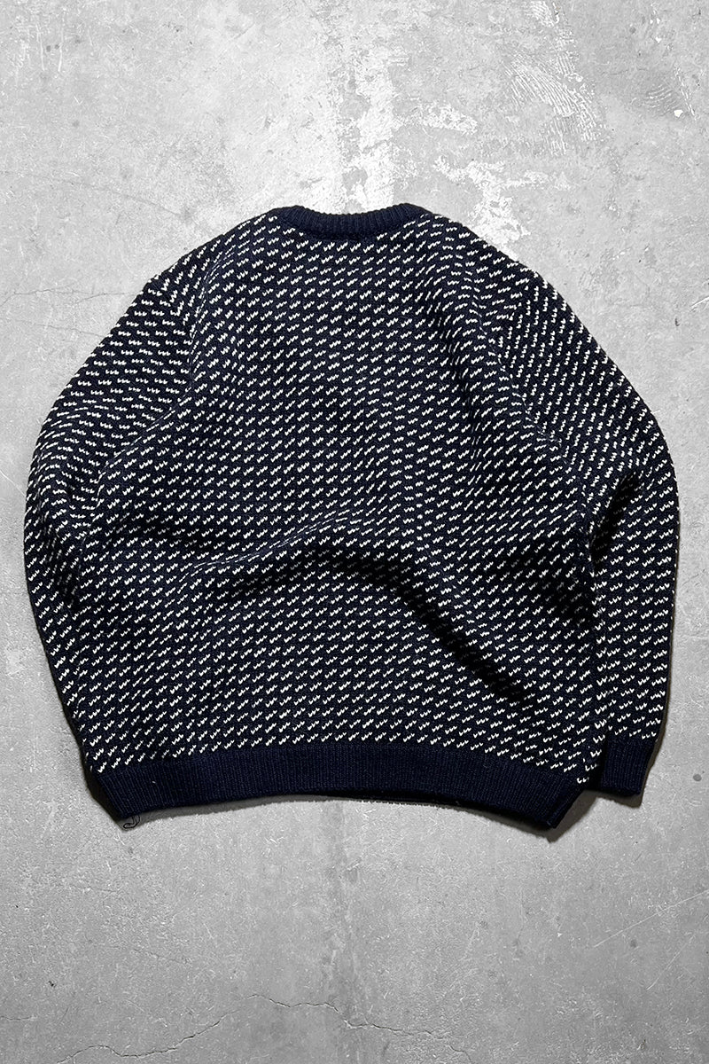 MADE IN NORWAY BIRDS EYE WOOL SWEATER / NAVY [SIZE: XL USED]