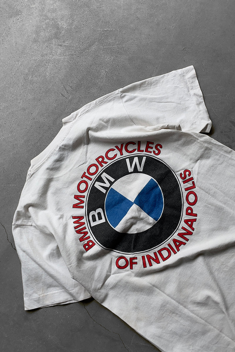 MADE IN USA 90'S BMW ADVERTISING T-SHIRT / WHITE [SIZE: S USED]