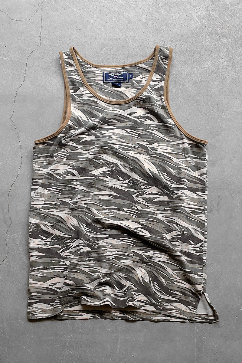 90'S LEAF CAMO TANK TOP / KHAKI [SIZE: S USED]