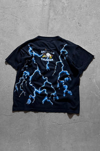 90'S AMERICAN THUNDER WOLF PRINT ANIMAL T-SHIRT / BLACK [SIZE: L USED]