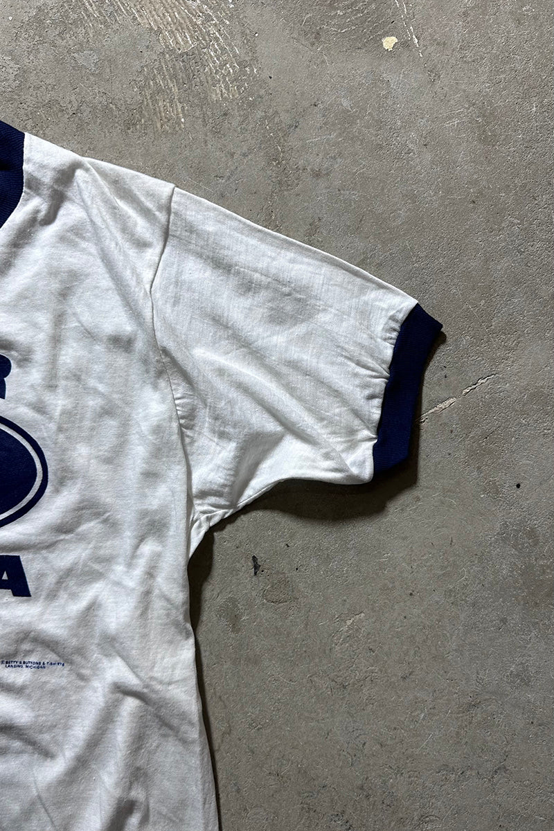 MADE IN USA 80'S FORD RINGER T-SHIRT / WHITE [SIZE: L USED]