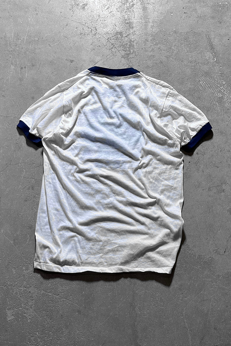 MADE IN USA 80'S FORD RINGER T-SHIRT / WHITE [SIZE: L USED]