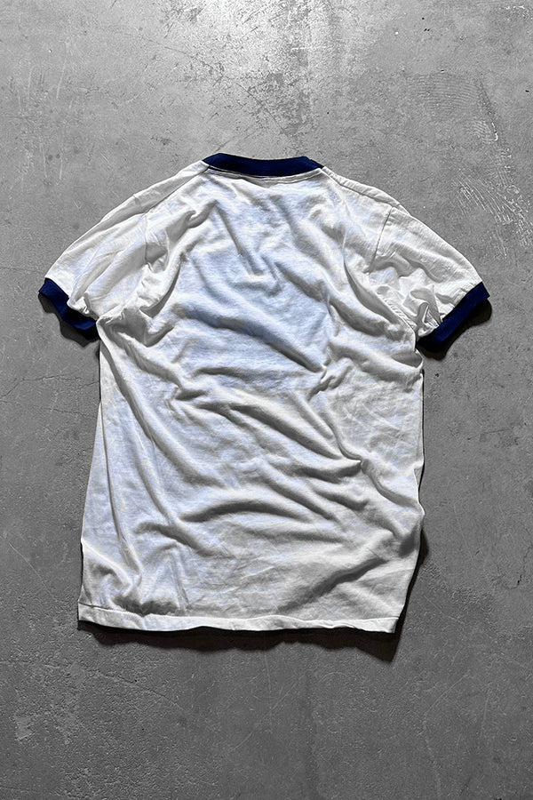 MADE IN USA 80'S FORD RINGER T-SHIRT / WHITE [SIZE: L USED]