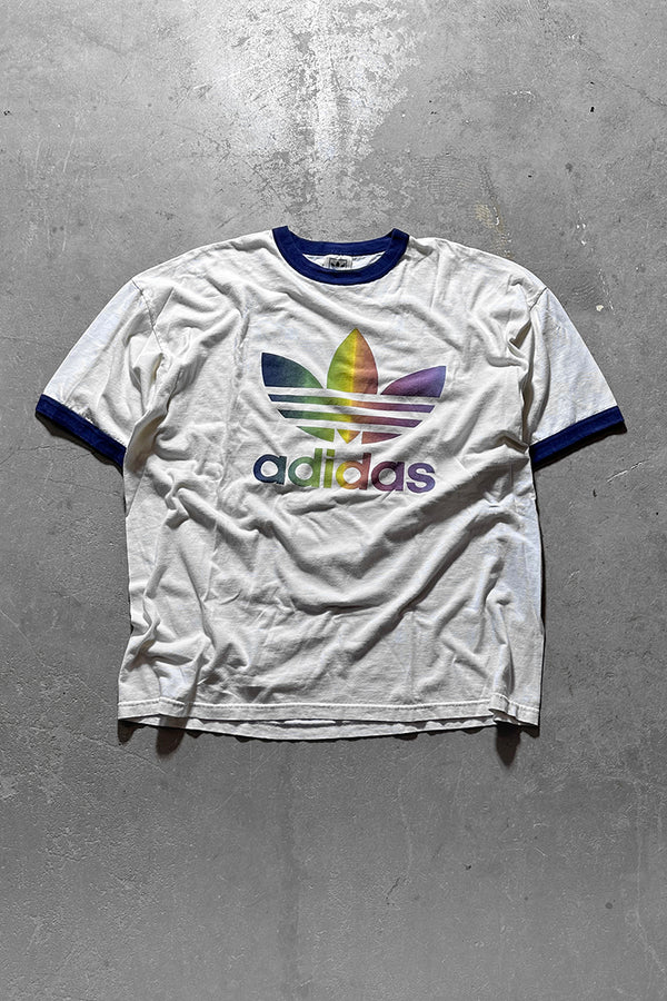 MADE IN USA 90'S LOGO RINGER T-SHIRT / WHITE [SIZE: XL USED]