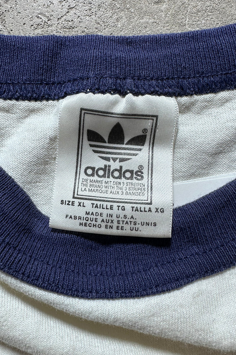 MADE IN USA 90'S LOGO RINGER T-SHIRT / WHITE [SIZE: XL USED]