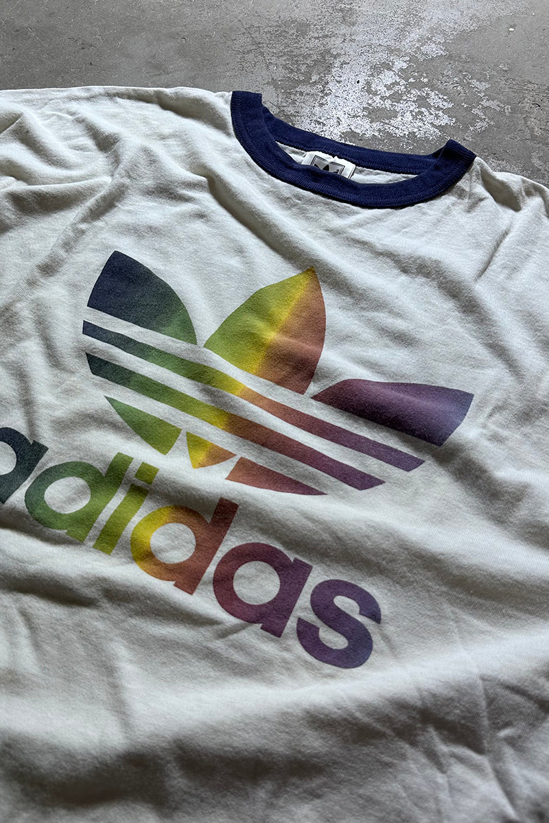 MADE IN USA 90'S LOGO RINGER T-SHIRT / WHITE [SIZE: XL USED]