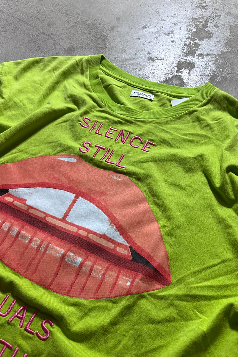 SILENCE STILL T-SHIRT / GREEN [SIZE: M USED]