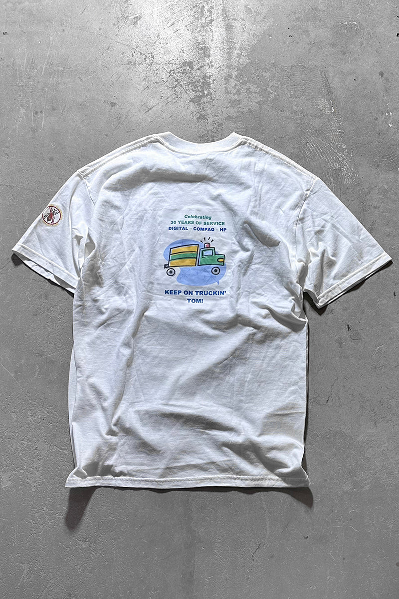 90'S HP ADVERTISING T-SHIRT / WHITE [SIZE: L USED]