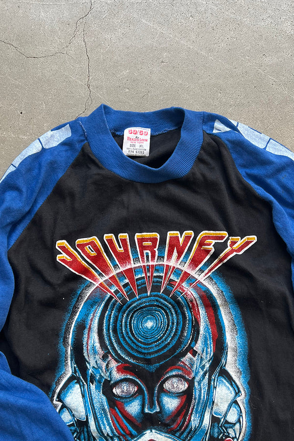 MADE IN PAKISTAN 83'S JOURNEY BAND RINGER T-SHIRT / BLACK [SIZE: XL USED]