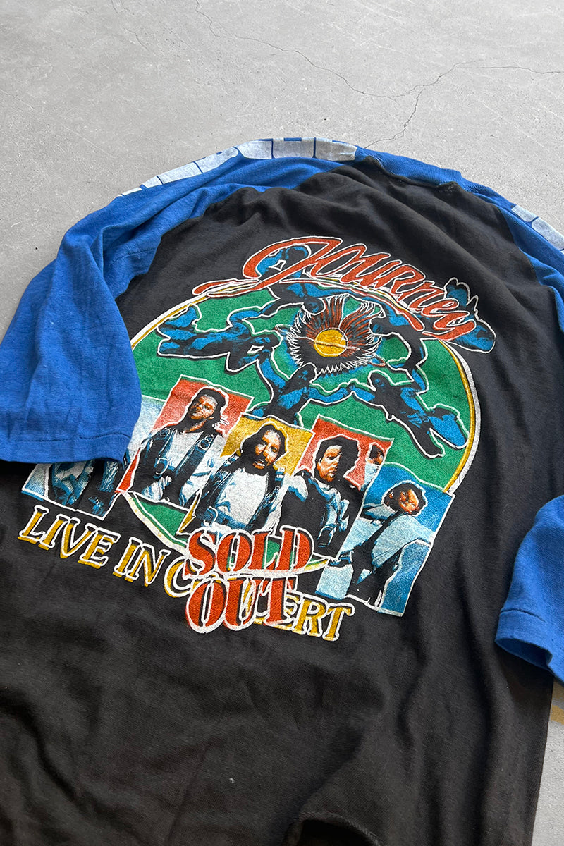 MADE IN PAKISTAN 83'S JOURNEY BAND RINGER T-SHIRT / BLACK [SIZE: XL USED]