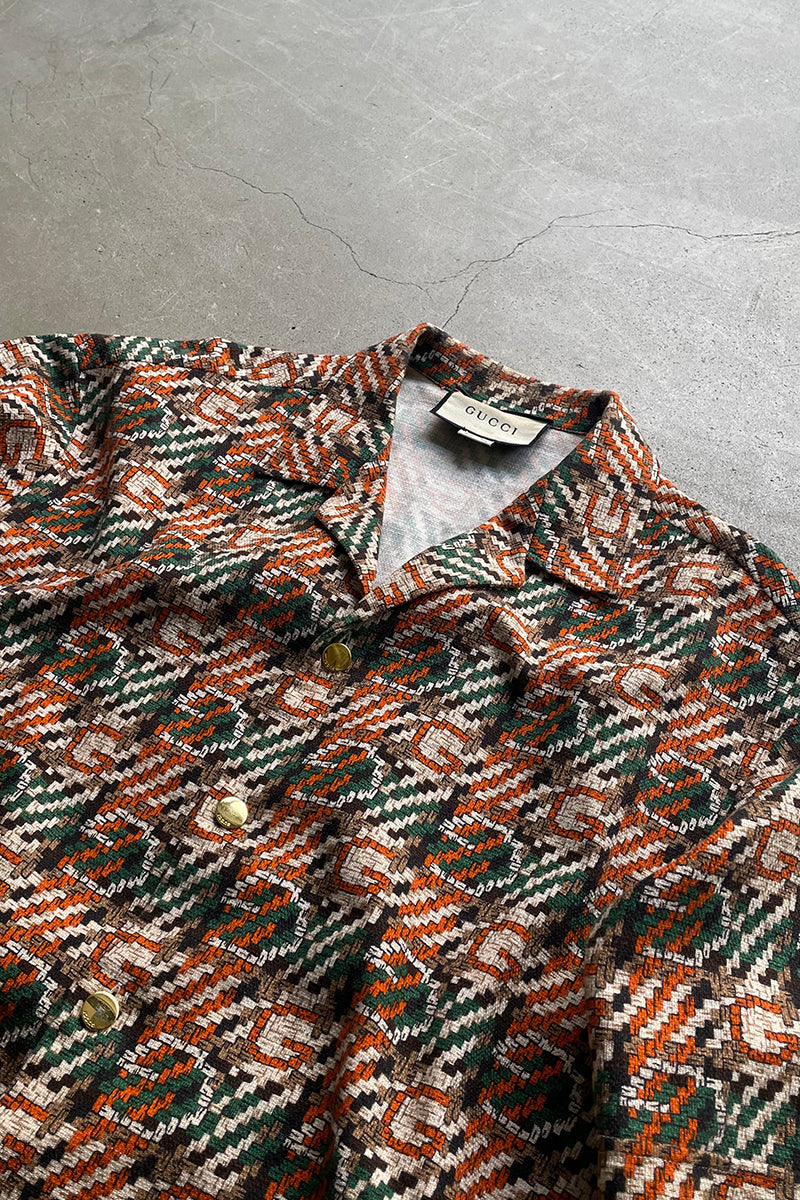 MADE IN ITALY 20SS S/S MONOGRAM BOWLING SHIRT / PATTERN [SIZE: 52 USED]