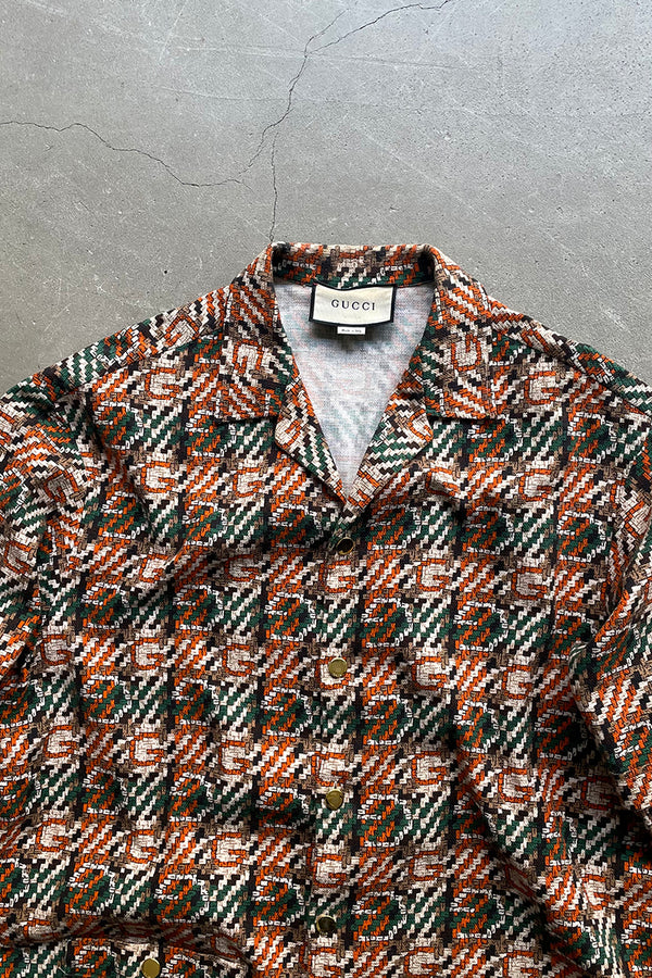 MADE IN ITALY 20SS S/S MONOGRAM BOWLING SHIRT / PATTERN [SIZE: 52 USED]