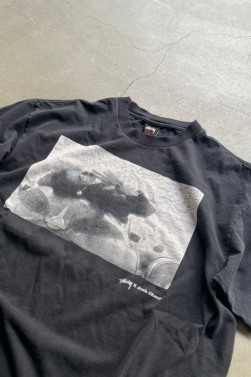 MADE IN MEXICO Y2K EARLY 00'S JOSH CHEUSE PHOTO PRINT T-SHIRT / BLACK [SIZE: L USED]