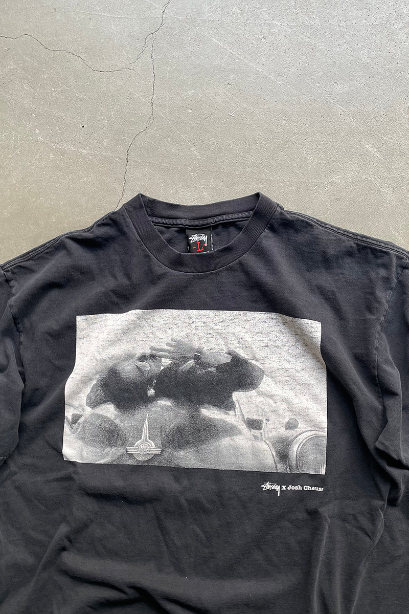 MADE IN MEXICO Y2K EARLY 00'S JOSH CHEUSE PHOTO PRINT T-SHIRT / BLACK [SIZE: L USED]