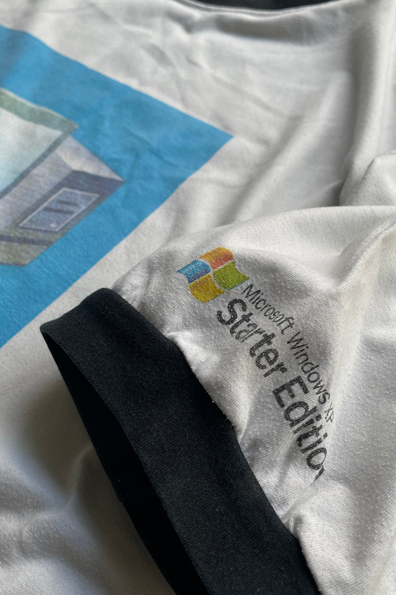 Y2K 2004 Microsoft Windows XP Ringer T-shirt / White [Size: XL Used]