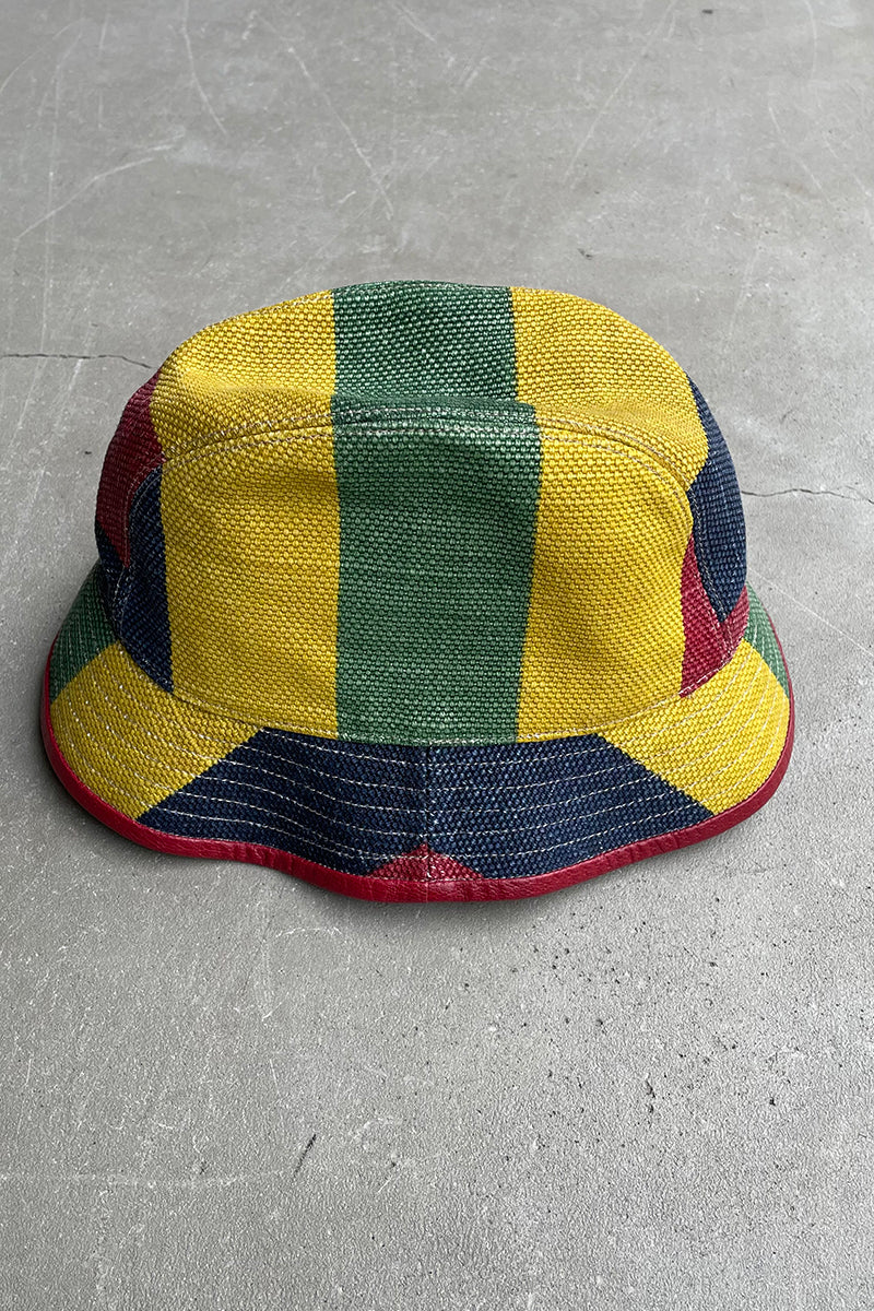 MADE IN ITALY BAIADERA STRIPE FEDORA HAT / MULTI [SIZE: L USED ]