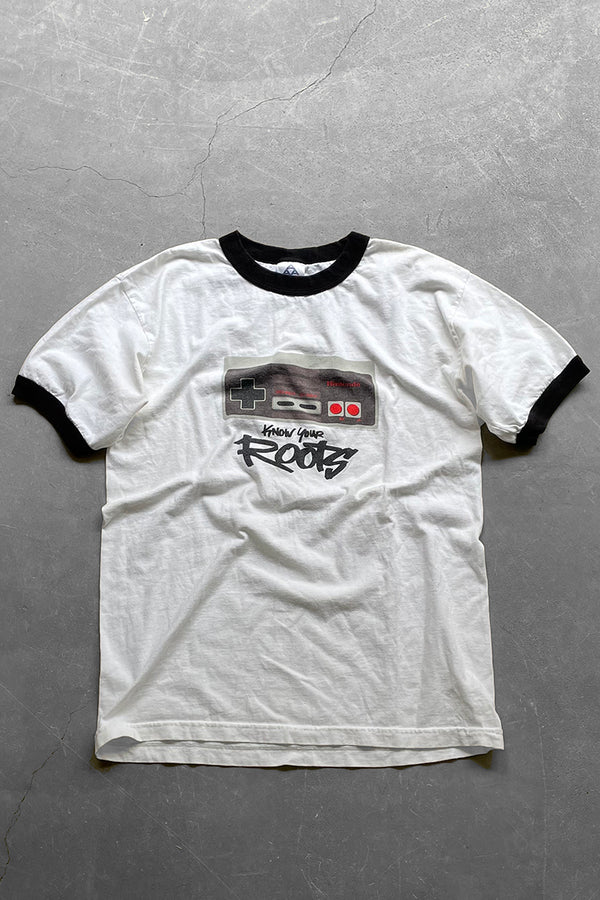 MADE IN MEXICO Y2K 02'S NINTENDO RINGER NECK T-SHIRT / WHITE [SIZE: L USED]