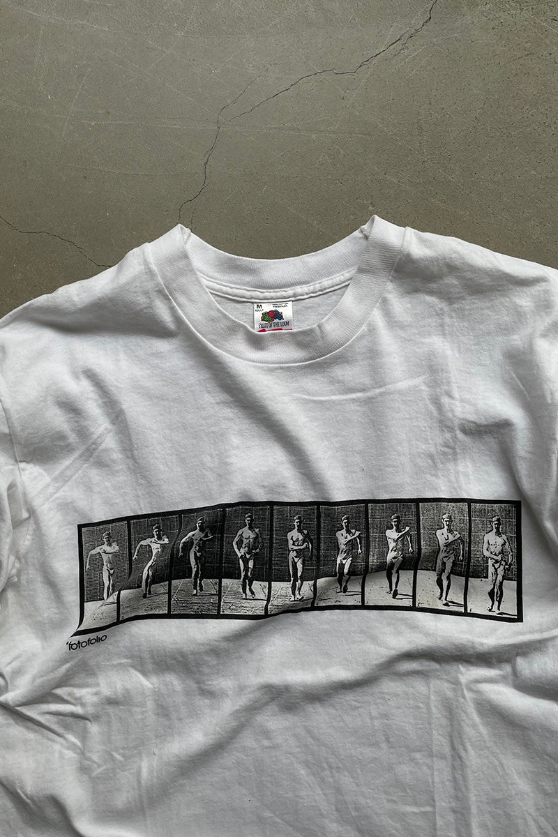 MADE IN USA 90'S EADWEARD MUYBRIDGE PHOTOGRAPH T-SHIRT / WHITE[SIZE: M USED]