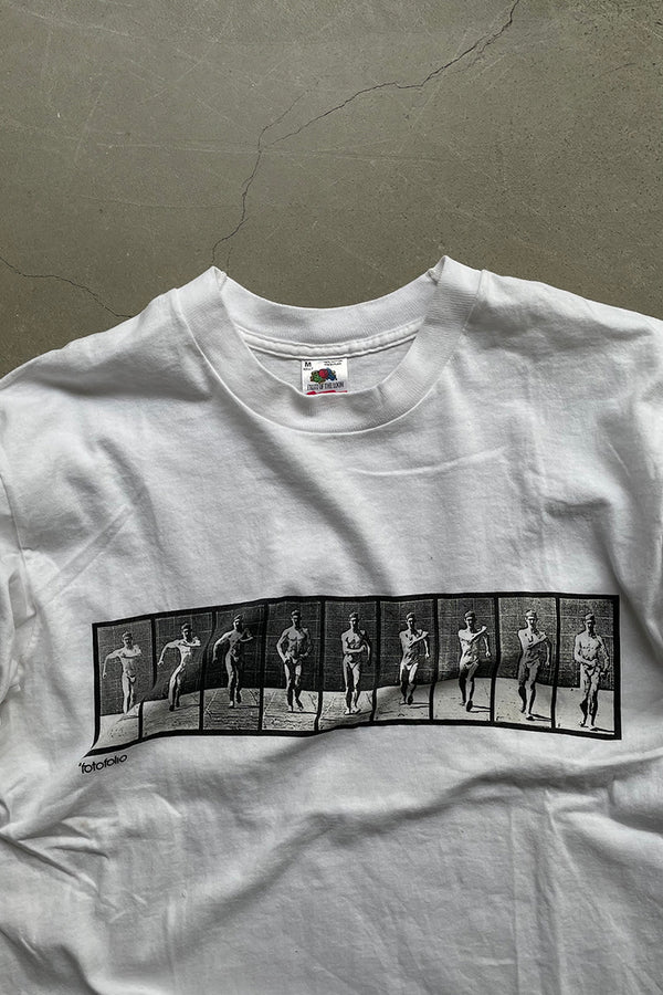 MADE IN USA 90'S EADWEARD MUYBRIDGE PHOTOGRAPH T-SHIRT / WHITE[SIZE: M USED]