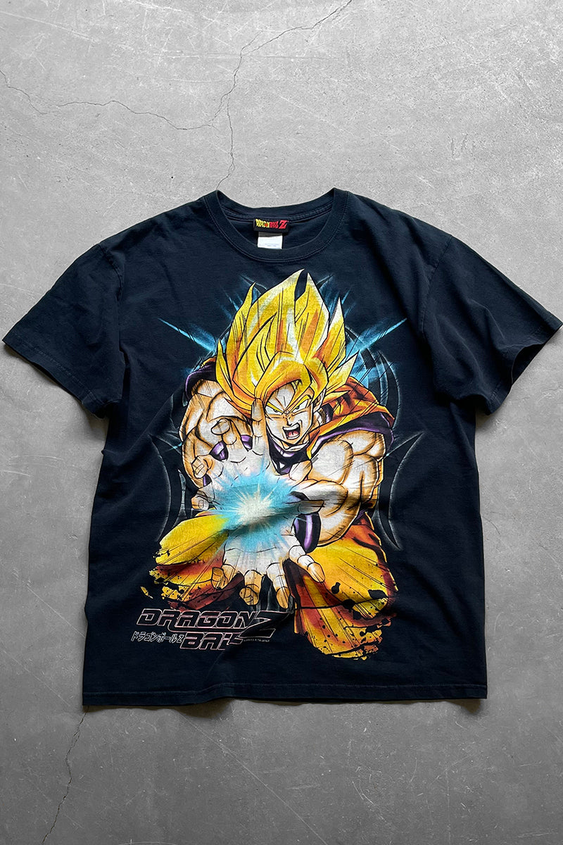 08'S DRAGON BALL Z GOKU ANIME T-SHIRT / BLACK [SIZE: L USED]