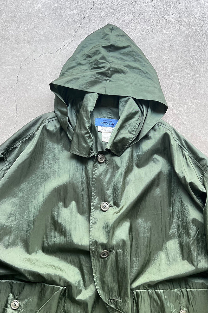 MADE IN JAPAN 90'S NYLON WIND COAT / GREEN [SIZE: S USED]
