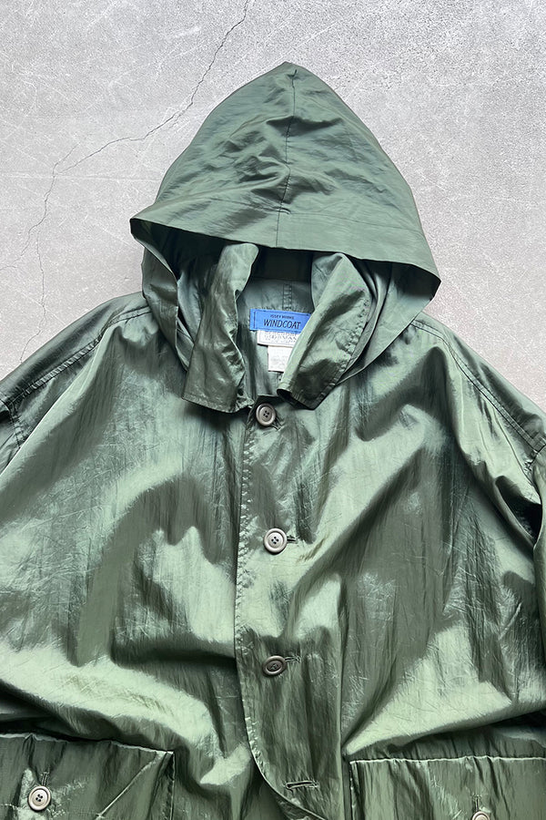 MADE IN JAPAN 90'S NYLON WIND COAT / GREEN [SIZE: S USED]