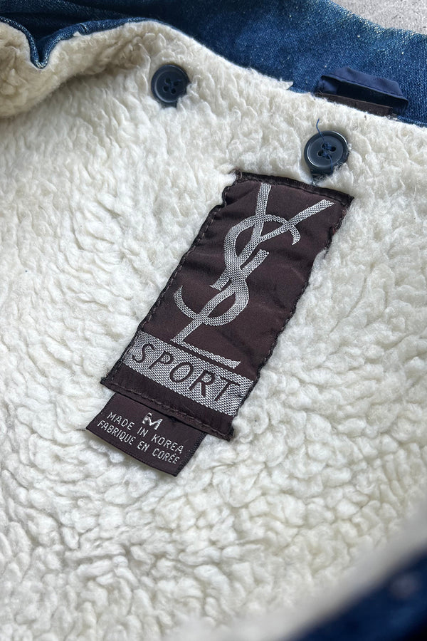90'S DENIM VEST W/BOA LINER / INDIGO [SIZE: M USED]