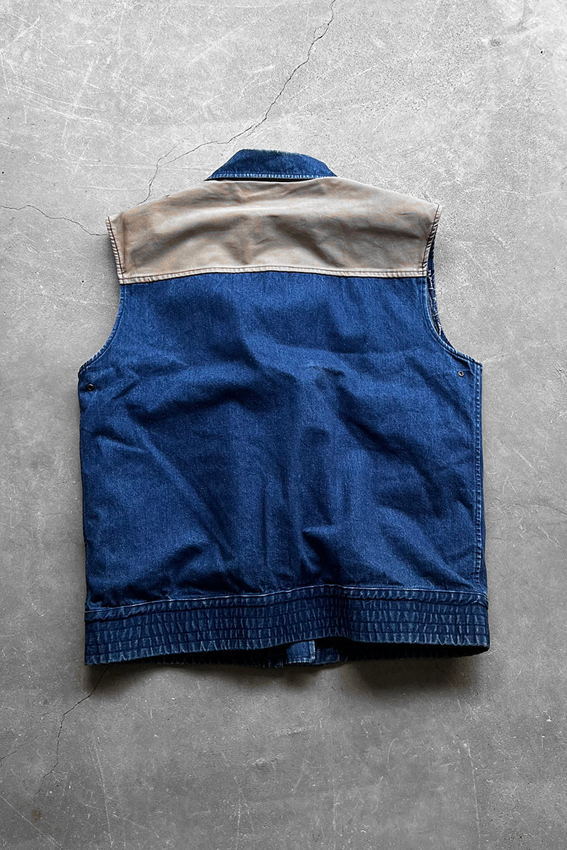 90'S DENIM VEST W/BOA LINER / INDIGO [SIZE: M USED]