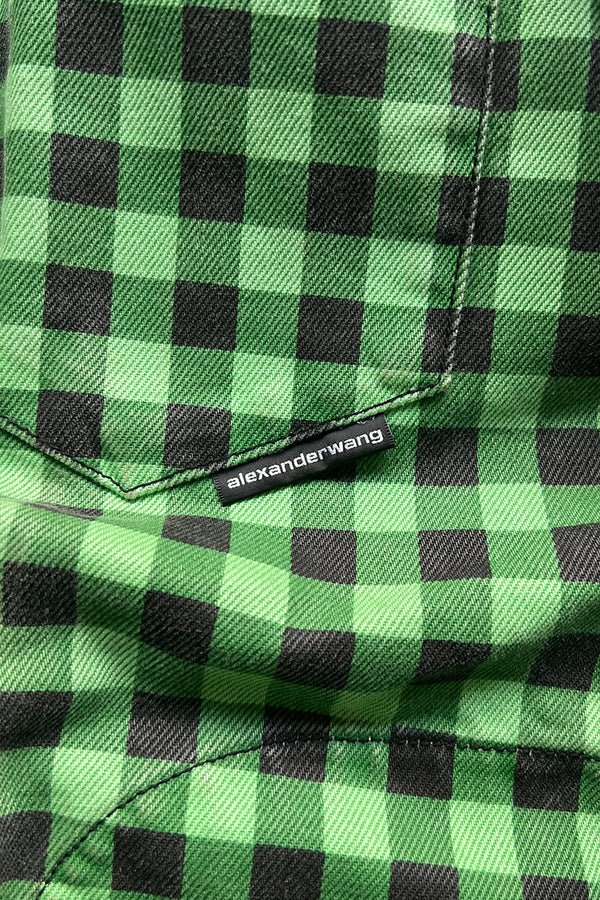 CHECK DENIM COVERALL / GREEN [SIZE: XS USED]