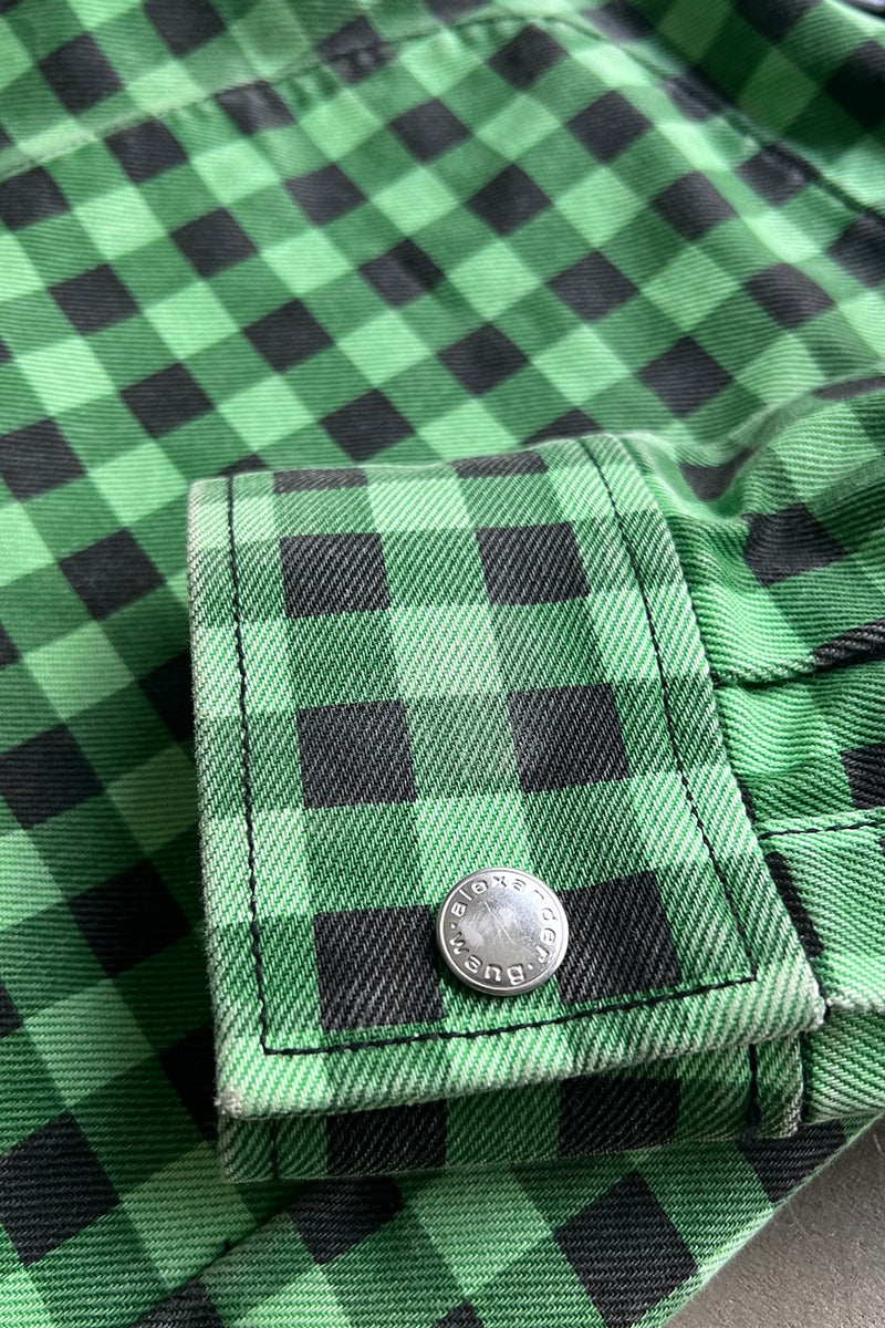 CHECK DENIM COVERALL / GREEN [SIZE: XS USED]