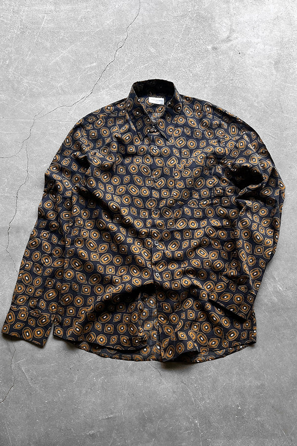 MADE IN PORTUGAL L/S PATTERN SHIRT / NAVY [SIZE: 50 USED]