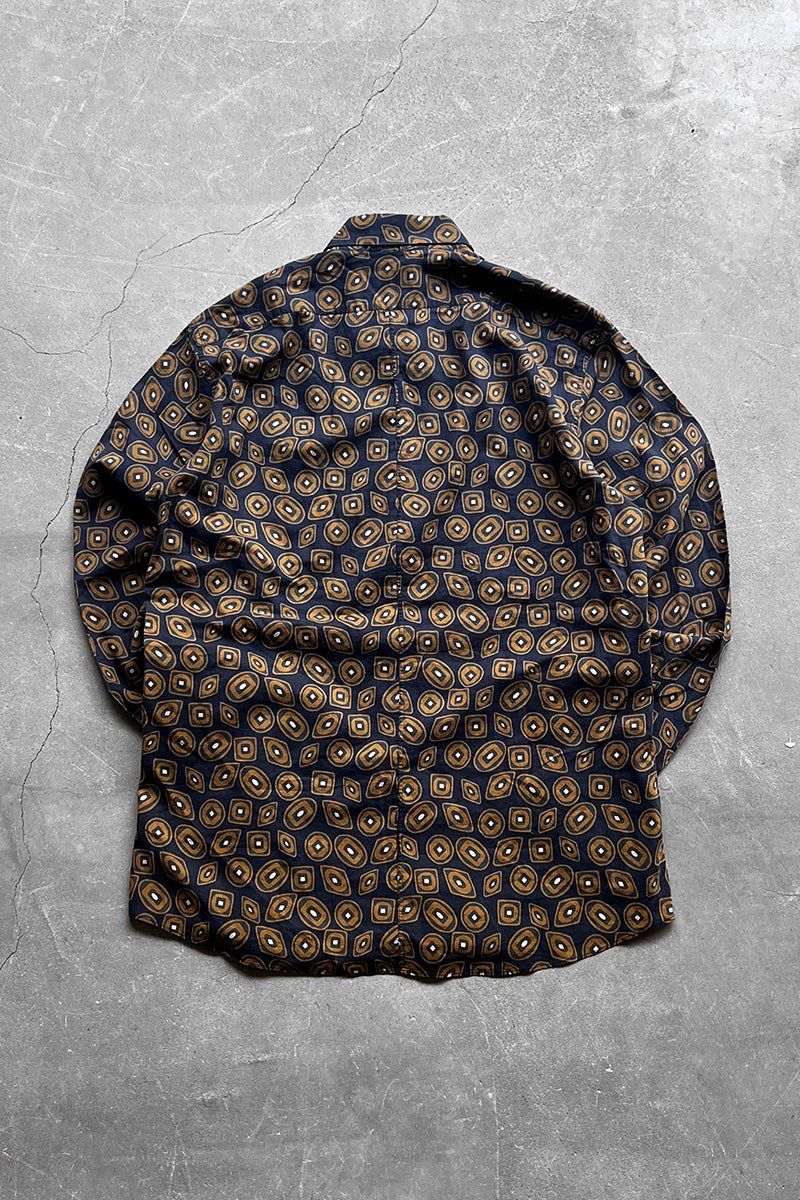 MADE IN PORTUGAL L/S PATTERN SHIRT / NAVY [SIZE: 50 USED]