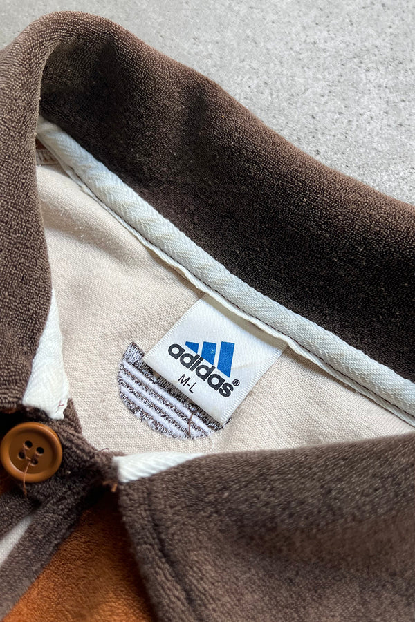 MADE IN USA 90'S S/S SWITCHING PILE POLO SHIRT / BROWN [SIZE: M USED]