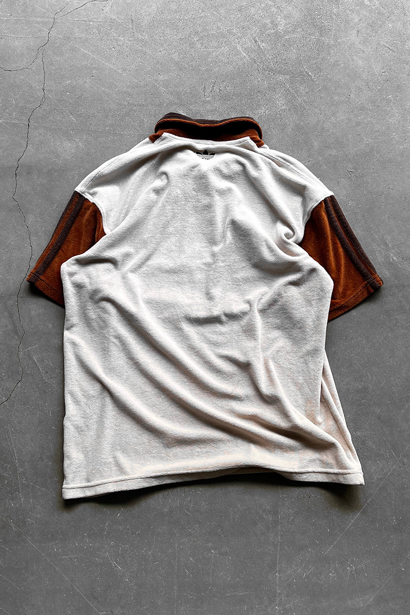 MADE IN USA 90'S S/S SWITCHING PILE POLO SHIRT / BROWN [SIZE: M USED]
